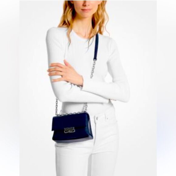 Michael Kors Navy Crossbody/Shoulder Bag with Silver/Metal. New with tags. - Picture 1 of 9